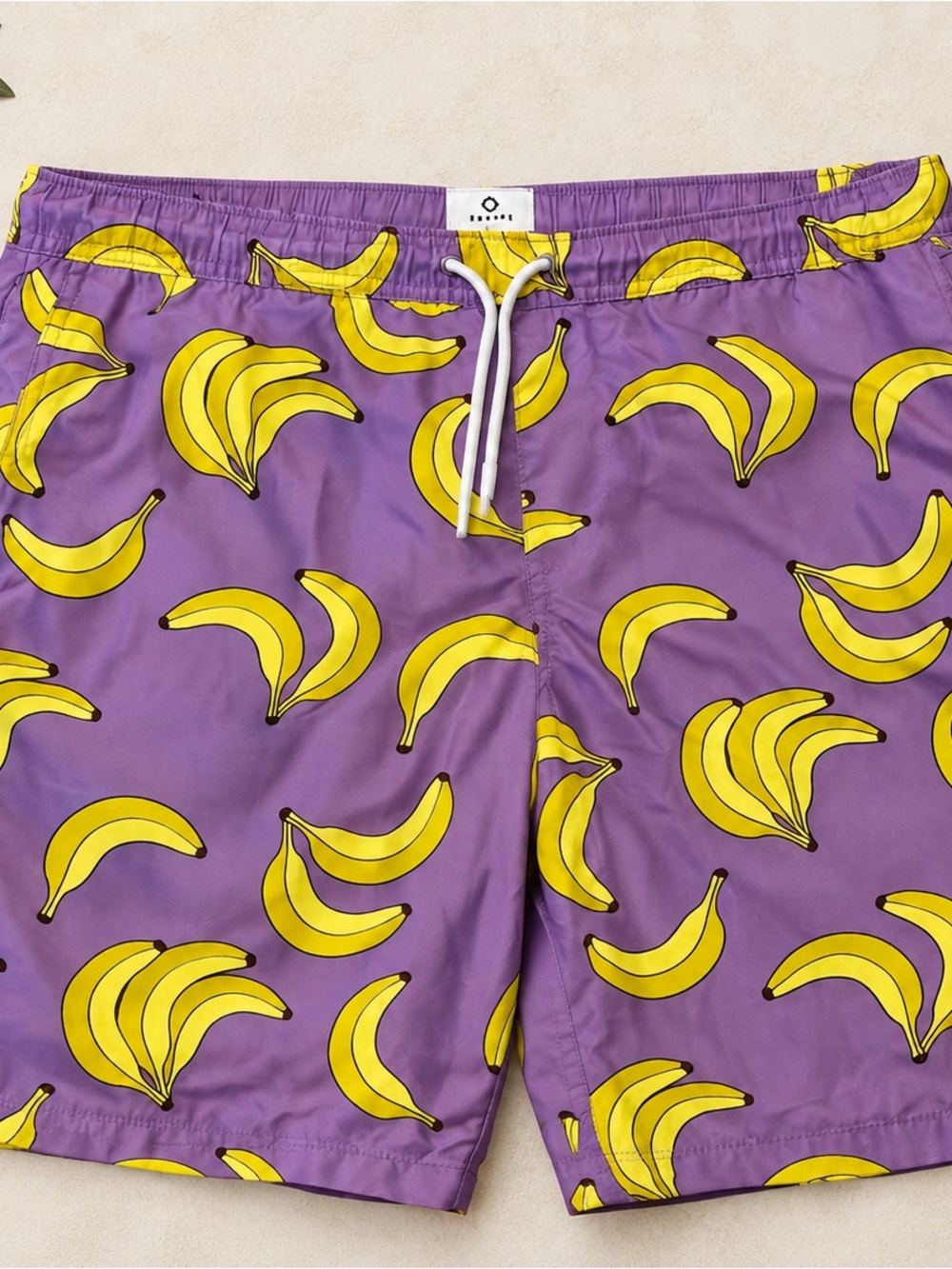 Empyre Purple Swim Shorts with Yellow Banana Print
